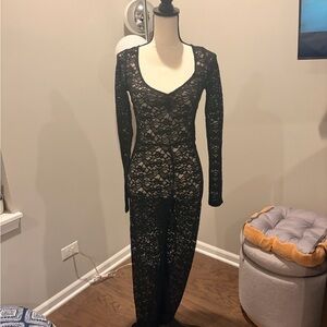 ✨Anthropologie (NWOT) Jumpsuit Black Lace Detail Garment Size S✨